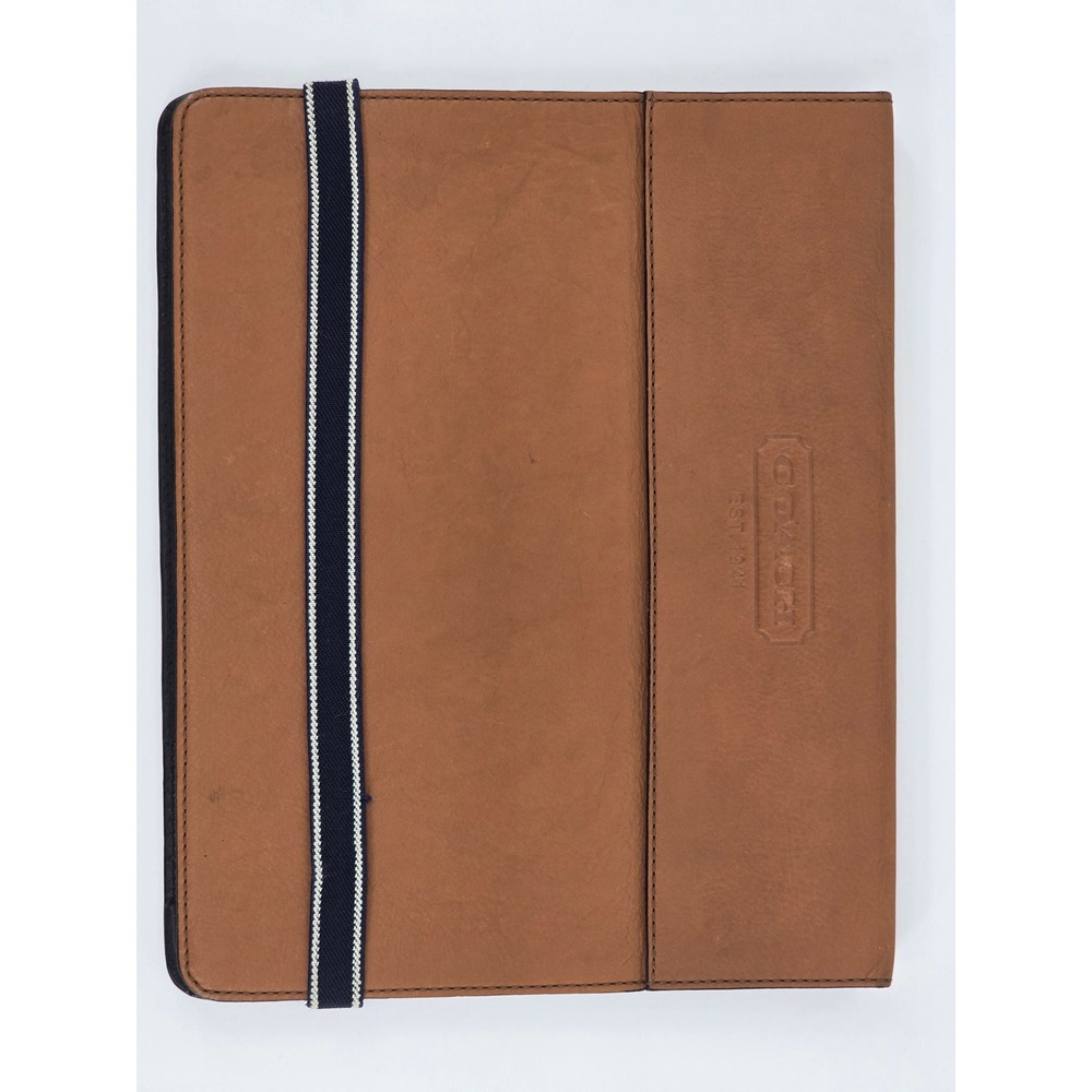 COACH Vintage Tan Leather iPad 2 3 4 Gen Folio Case Cover Tablet Holder9.5"x7.5"